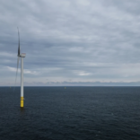 a wind turbine in the ocean